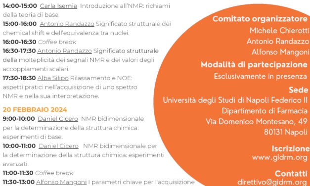 Prima Scuola Nazionale di Risonanza Magnetica Nucleare per lo Studio di Piccole Molecole Organiche – Università di Napoli